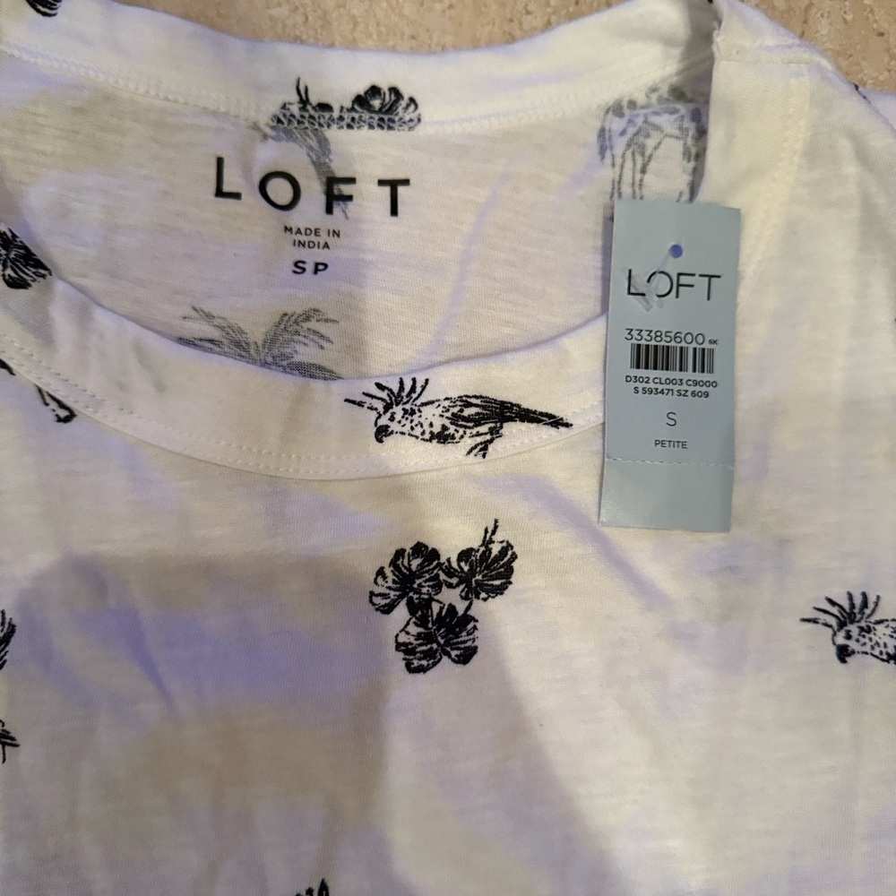 LOFT White Tee with Black Animal Print - Picture 2 of 3
